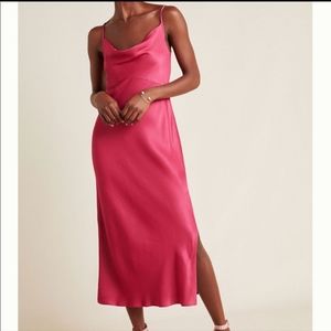❤ Anthropologie Satin Elyse Bias Slip Dress Raspberry NWT ❤️